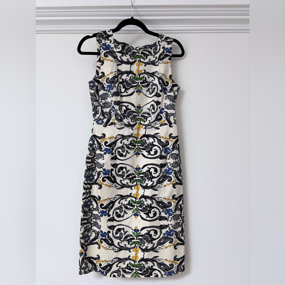 Peony Anthropologie Printed Sheath Dress Size 2 Cotton Midi